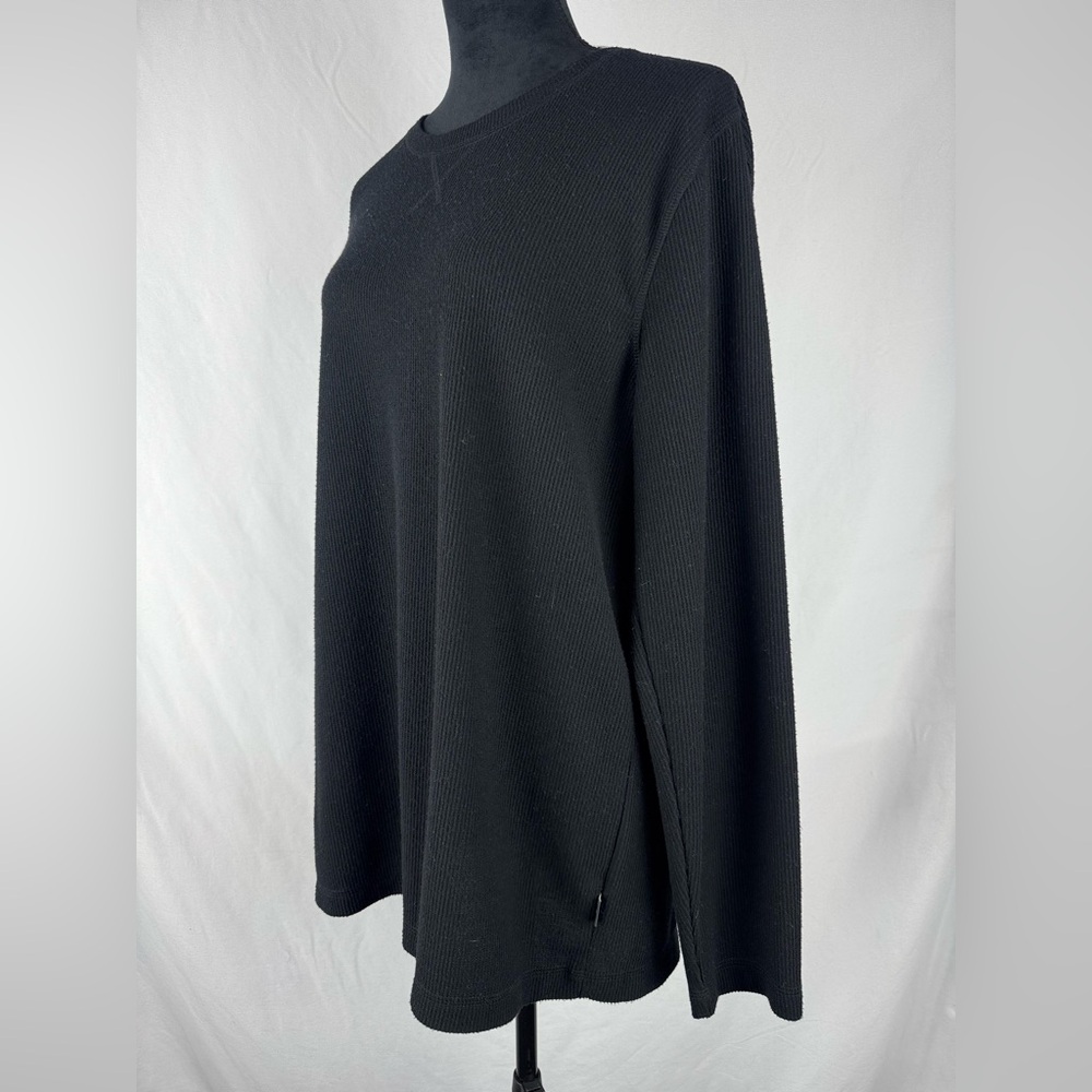 Eddie Bauer Black Long Sleeve Waffle Knit Thermal Sleep Shirt - Picture 4 of 7